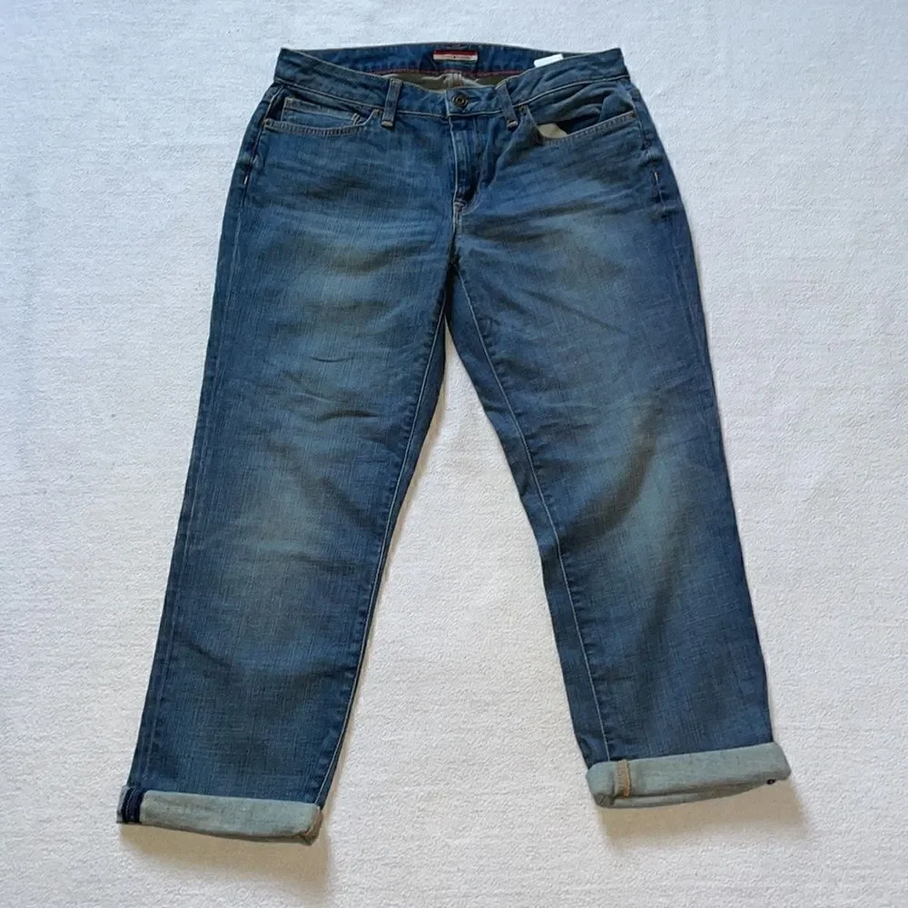 Tommy Hilfiger Rolled Cropped & Rolled Denim Capris (Size: 8)